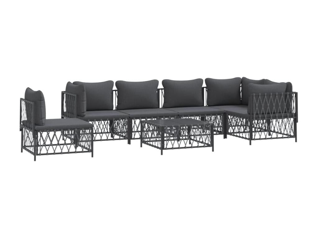 7-piece garden furniture set with cushions, anthracite steel XNHU47190