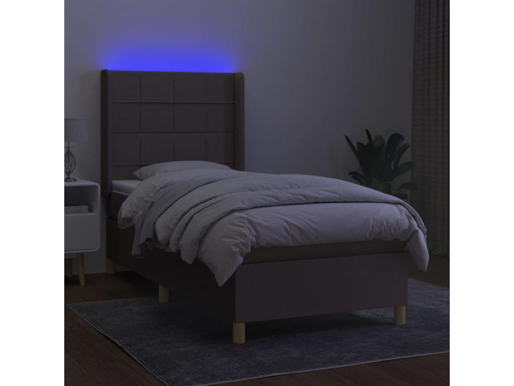 Upholstered bed base with mattress and LED lighting, Dekonao 80x200cm, Fabric DAER07978