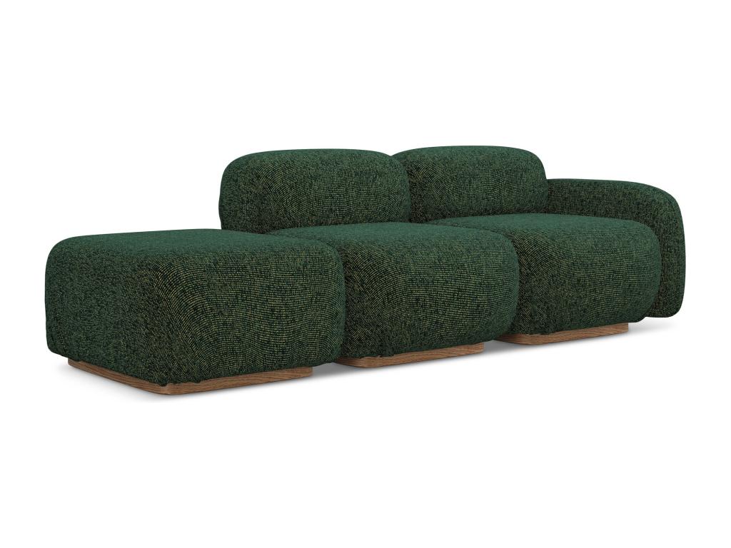 Modular 3-seater sofa, left-hand facing, in textured fabric - green - Dekonao EDSG00511