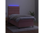 Dekonao bed base with mattress and LED light, Pink, 100x200 cm, Velvet, HJRH12037