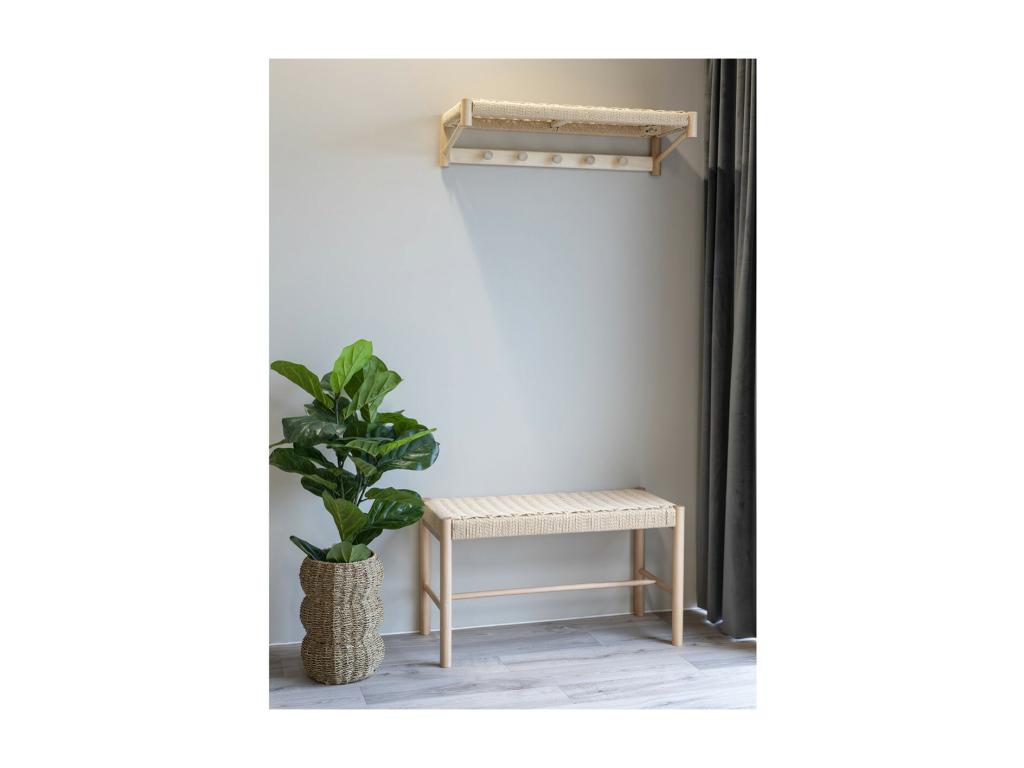 Dekonao - Woven Wall Shelf with Poplar Coat Rack SIQG38547