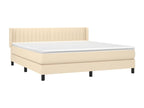 Upholstered bed base with mattress, Cream, 180x200 cm, Fabric WOEW09073