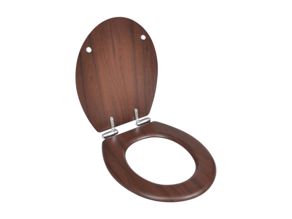 Brown wood-effect toilet seat with lid, 45x36x5 cm, 02 0002877 QKKO56977