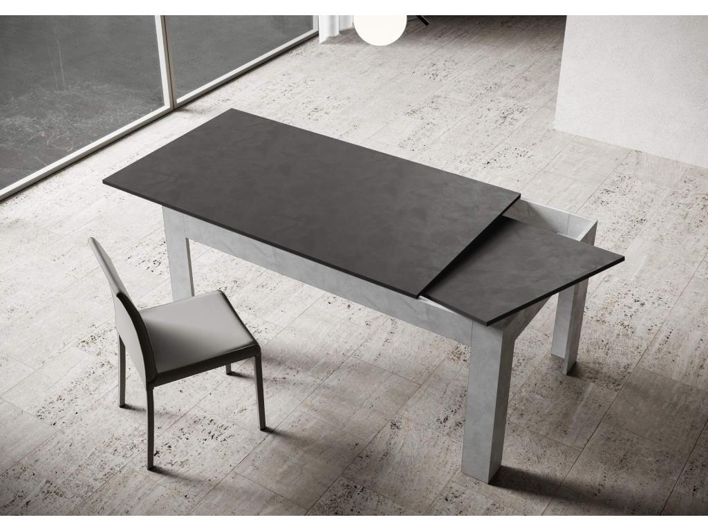 Extendable table 90x120/180 cm Bibi Mix Anthracite top with white finish frame TJDL43927