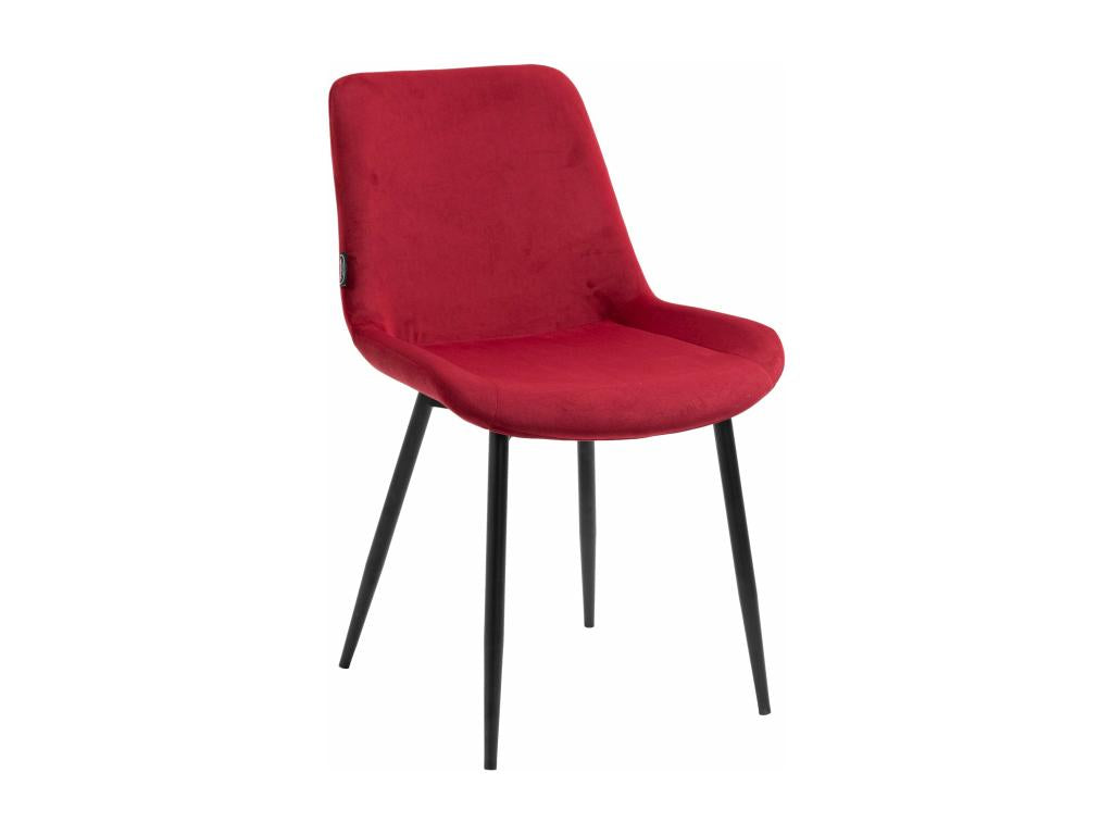 Set of 2 modern design dining chairs with red velvet seats and black metal legs 10 0001637 USMI23960