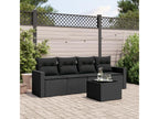 5-piece garden furniture set with cushions, black woven resin JLEY14350
