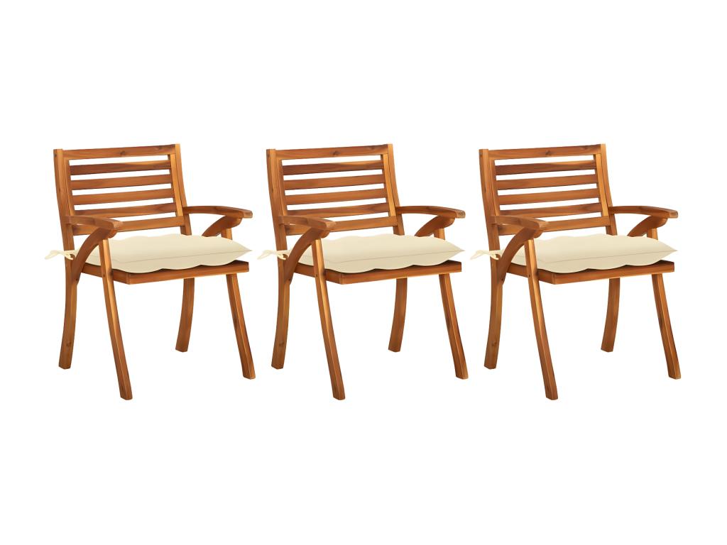 Dekonao Solid Wood Garden Dining Chairs with Cushions, Set of 3, UHGV88250
