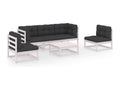 6-piece garden furniture set with cushions, solid pine wood LEUY45157