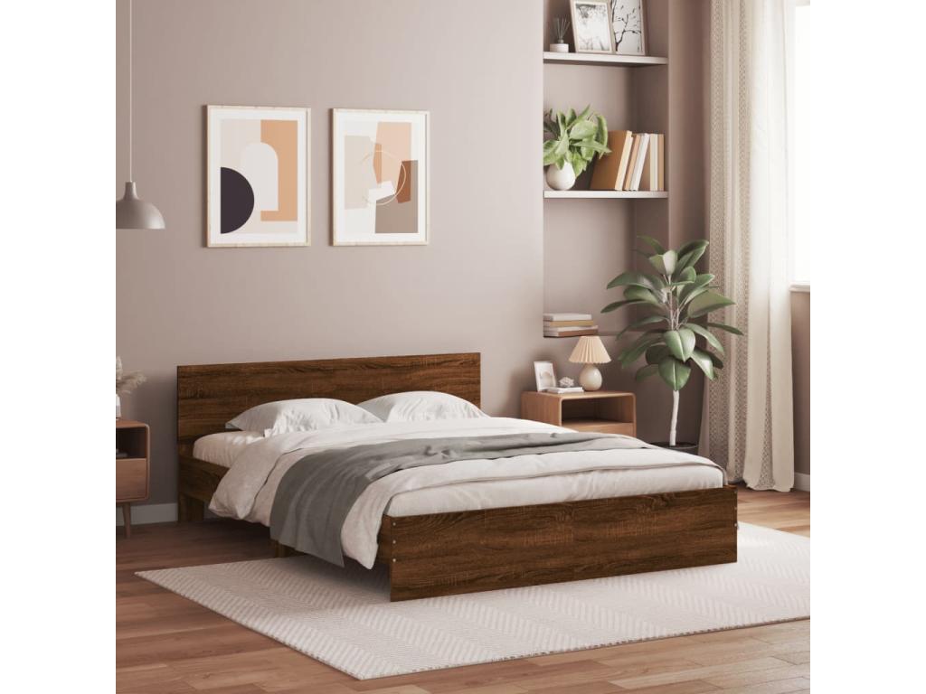 Bed frame without mattress, brown oak, 140x200 cm, DJNC80080