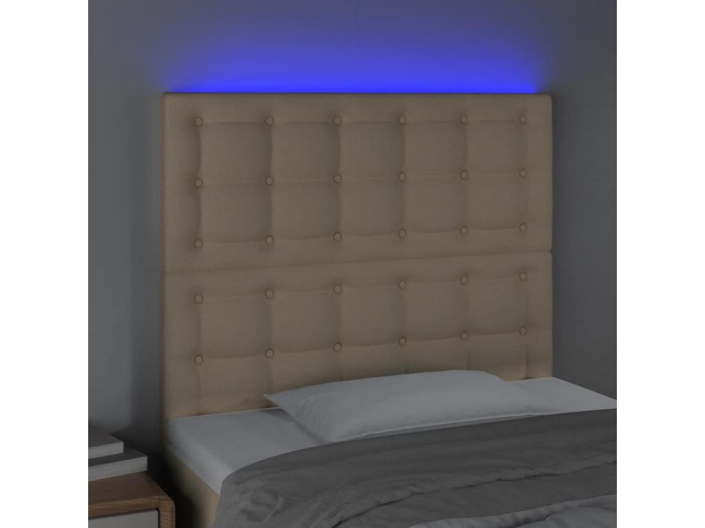 Cream LED Headboard 80x5x118/128 cm Fabric HQWO40654