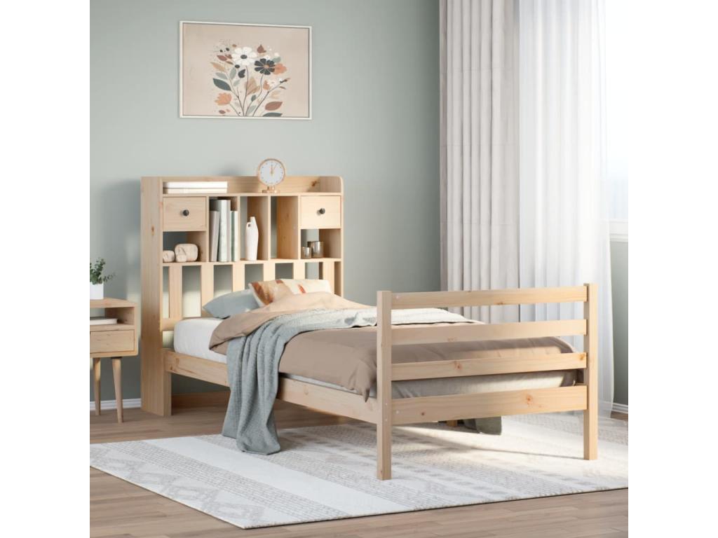 Bookshelf bed without mattress 75x190 cm solid pine wood GBPJ95976