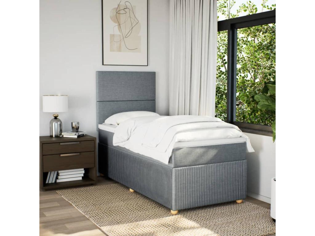 Dekonao bed base with light grey mattress 80x200 cm fabric IBBL94729