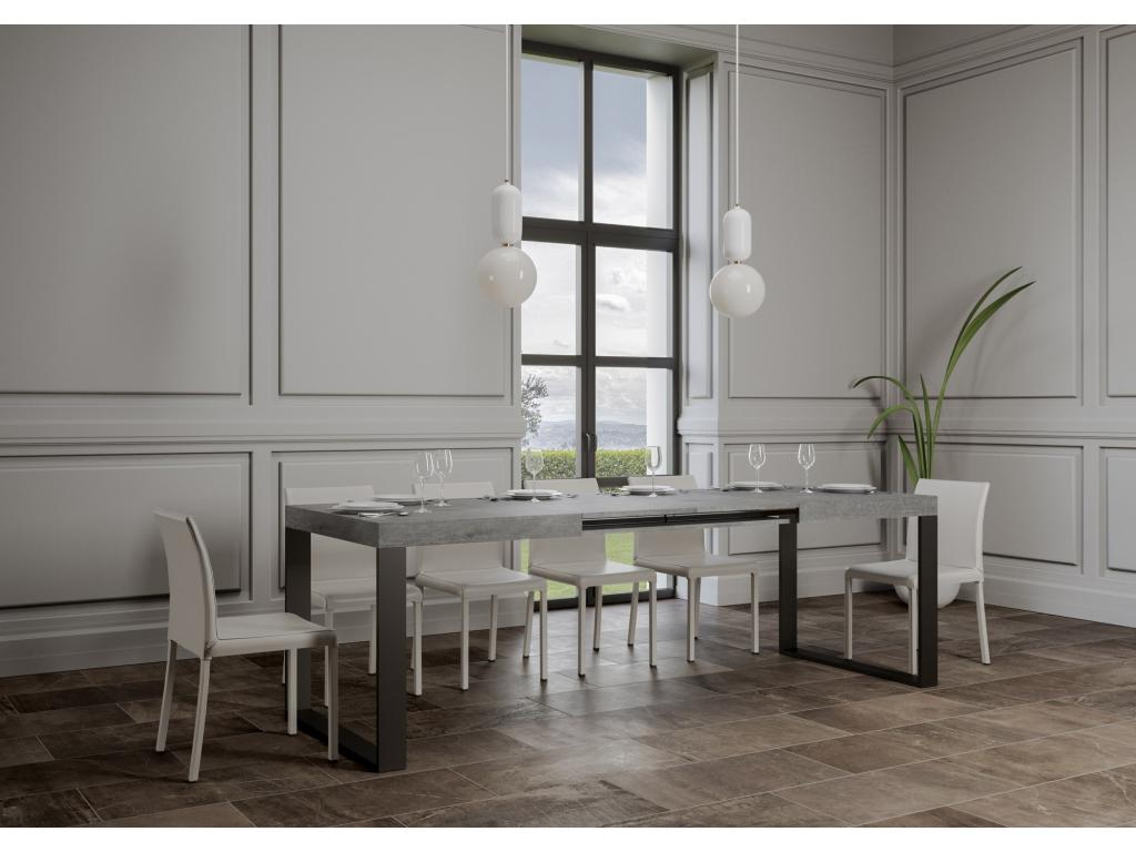 Extendable table 90x130/234 cm Tecno Concrete Grey Anthracite frame TOAQ21366