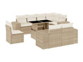 9-piece beige resin wicker garden furniture set with cushions MVVJ22131