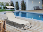 Lazy Folding Sun Lounger - With Sunshade - Beige KYNX33597