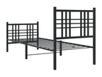 Metal bed frame with headboard and footboard, black, 80x200 FBPM43357