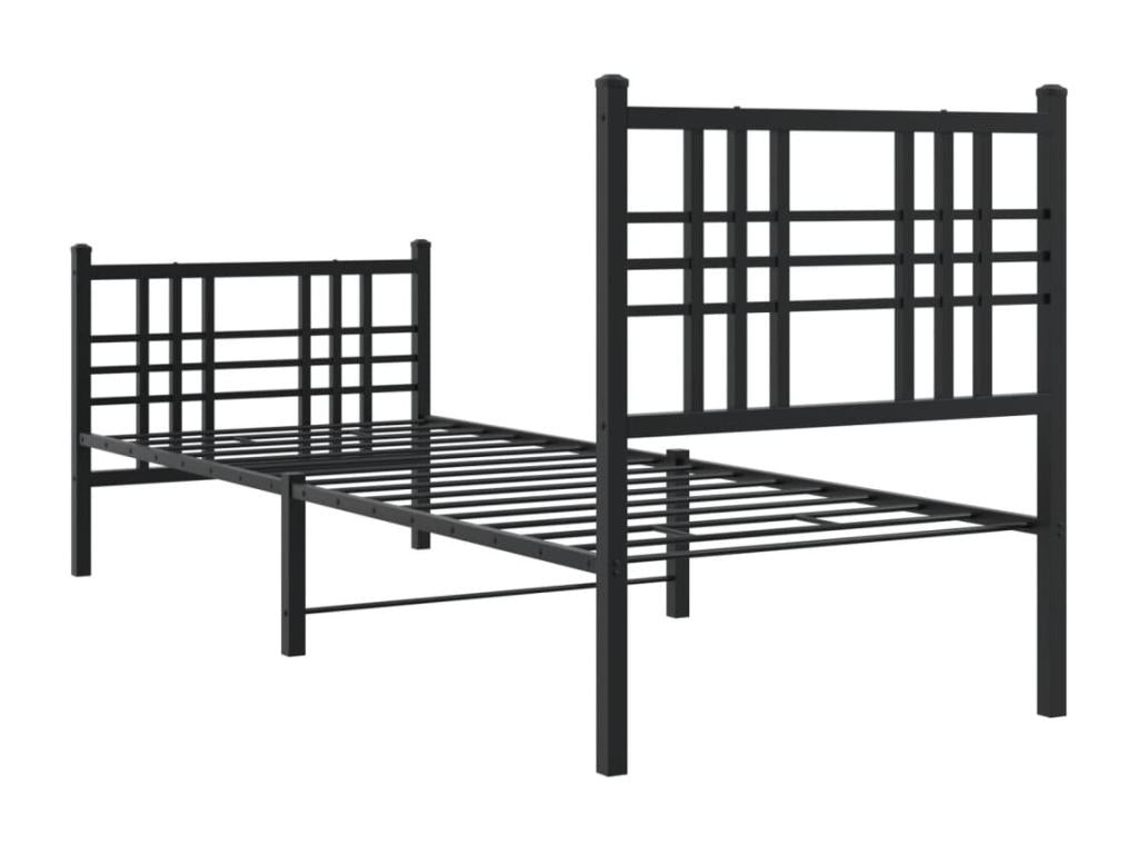 Metal bed frame with headboard and footboard, black, 80x200 FBPM43357