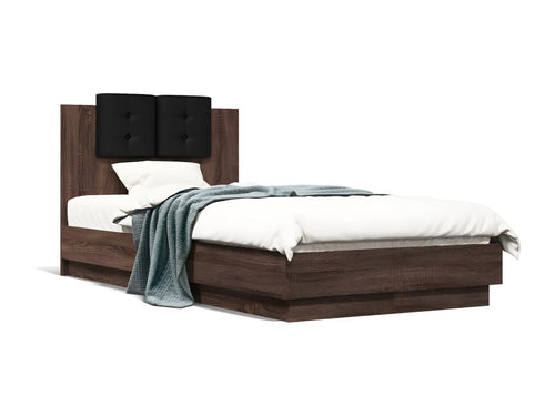 Bed frame without mattress, brown oak, 90x190 cm QFQN33004