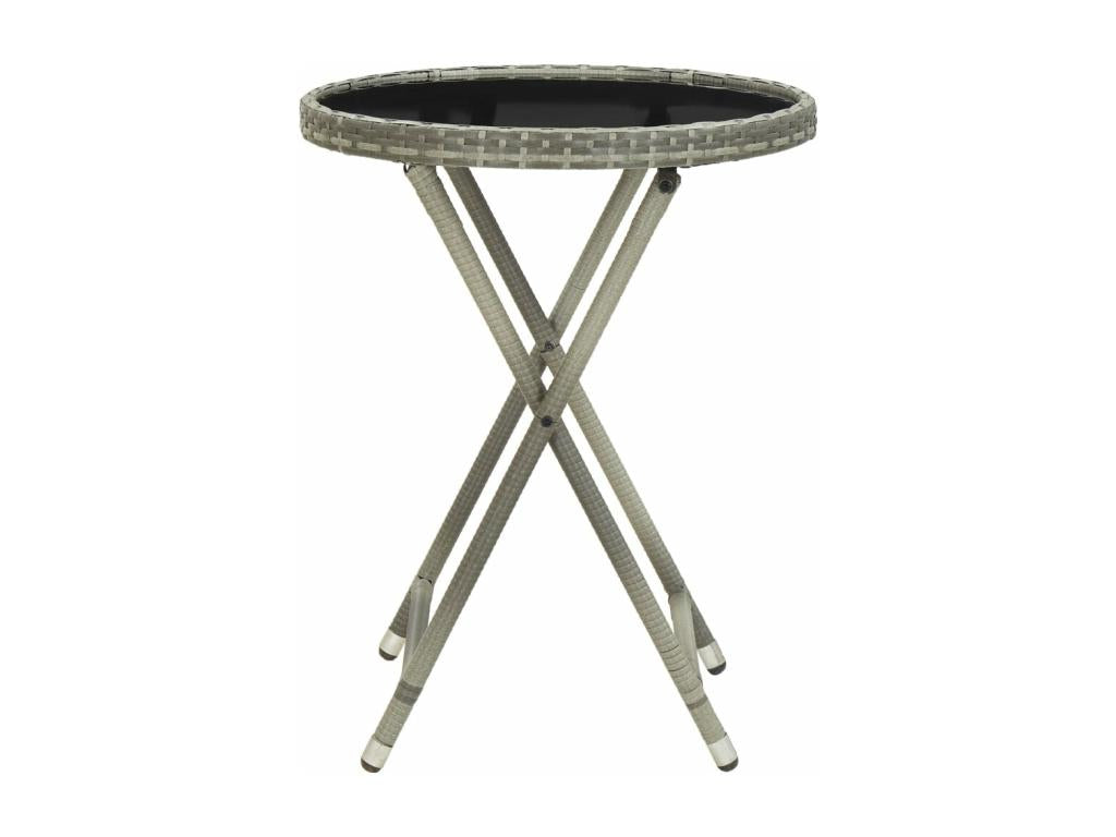 Dekonao Premium - Grey Tea Table 60 cm Woven Resin and Tempered Glass CETQ76070