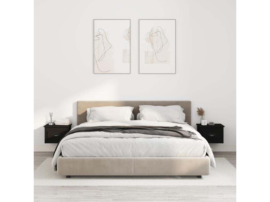 Wall-mounted bedside tables, 2 pcs, black, 41.5x36x28 cm, GDID23660