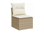 Garden furniture set with cushions, 6 pieces, beige woven resin PDPE57675