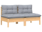 2-seater garden sofa and grey cushions. Solid pine wood. GFZG51468