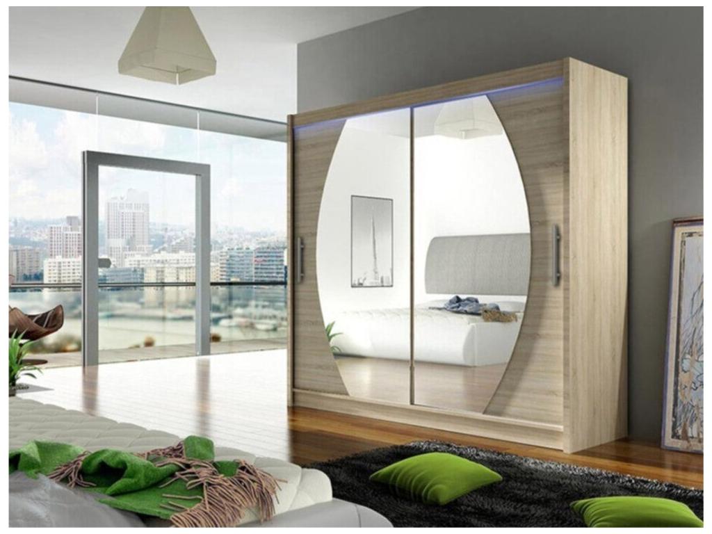 Ligniva 102 Wardrobe, Oak Finish, 215x180x58cm, Sliding Doors, JSBT91702