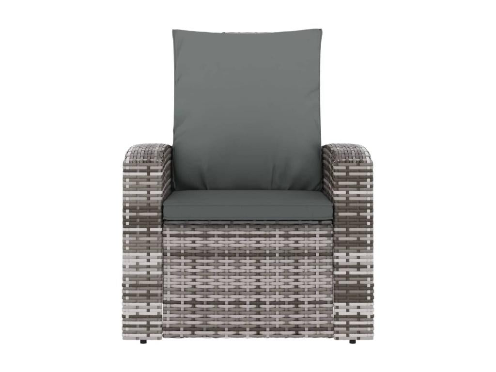 NINU53539 Reclining Garden Armchair with Grey Wicker Cushions