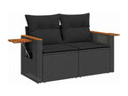 6-piece garden furniture set with cushions, black woven resin GWRT97260