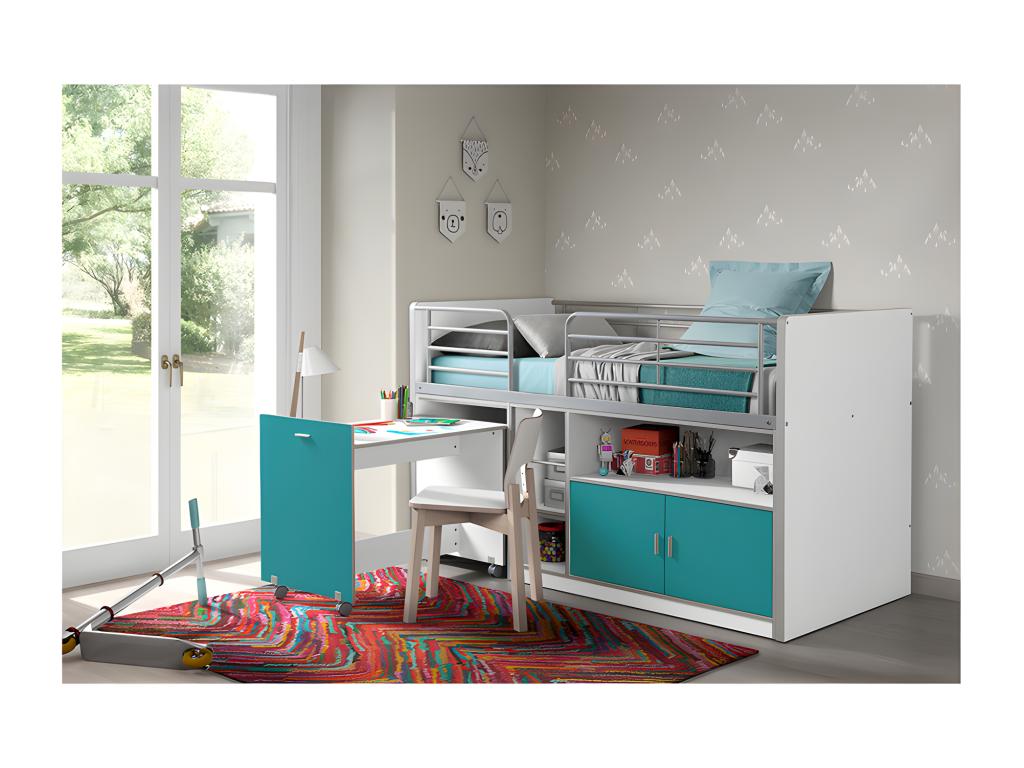 Ligniva Compact Combination Bed 90x200cm Turquoise UTEW57478