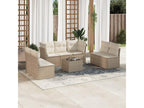 8-piece garden furniture set with cushions, beige woven resin NTSO20379
