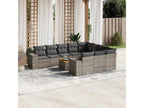 11-piece garden furniture set with grey resin wicker cushions GVRJ68024
