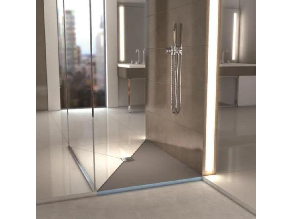 Ligniva rectangular 120x90 tileable shower tray with central drain and vertical waste fitting CBUI58144