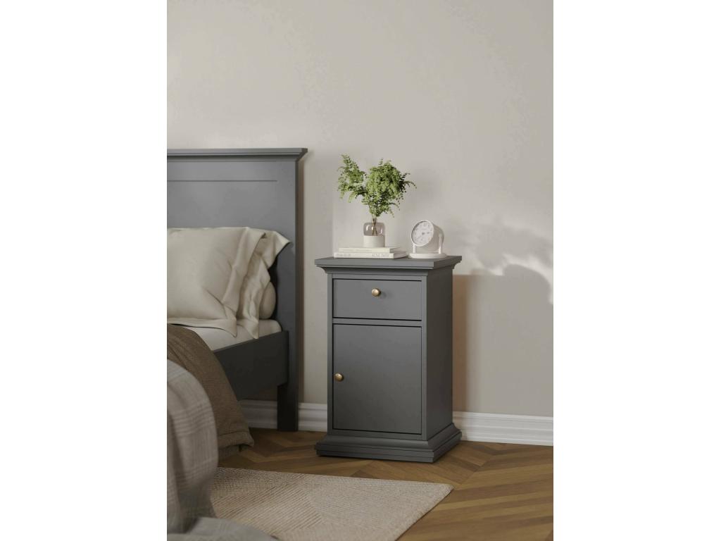 Dekonao Bedside Table, Low Chest of Drawers, Nightstand, Bedside Shelf, 44x40 h70 cm, Grey NGFN57811