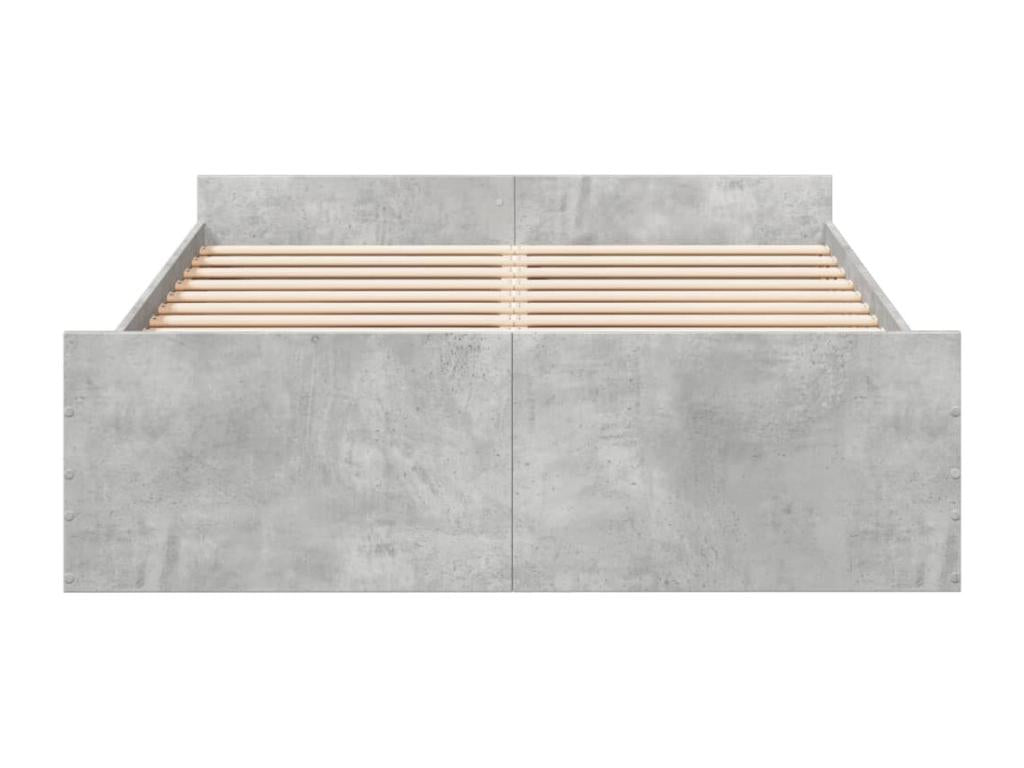 Concrete grey engineered wood bed frame with drawers, 135x190 cm, AOQT11762