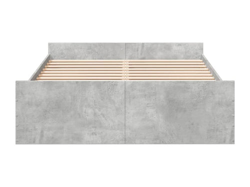 Concrete grey engineered wood bed frame with drawers, 135x190 cm, AOQT11762