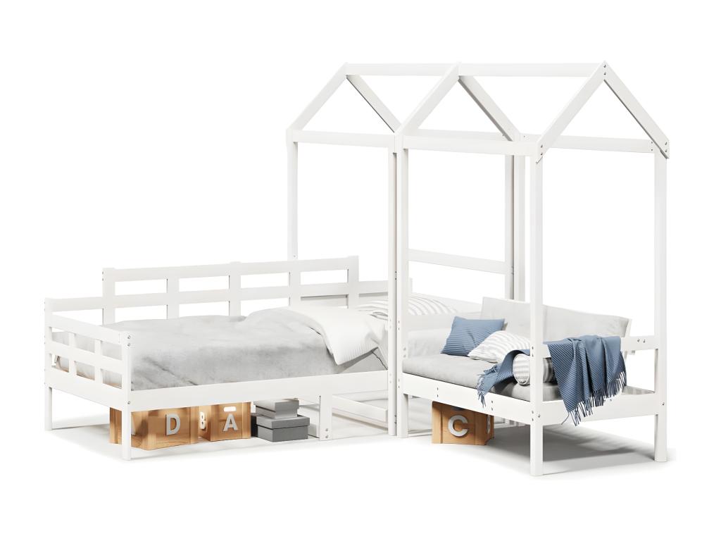 Daybed, bench and canopy set 80x200 cm solid pine CLPL26925