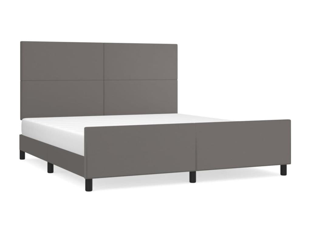 Grey bed with headboard 160x200 Faux leather WCSS90007