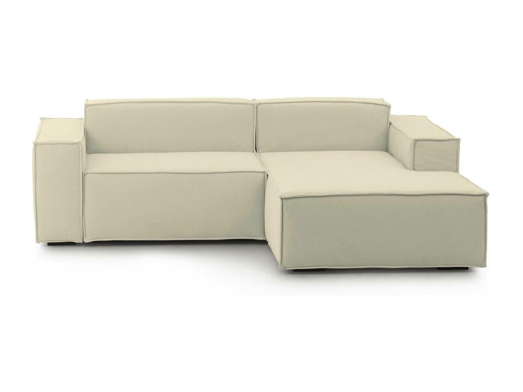 Dekonao Fixed Sofa Large Modular 2-Seater Sofa with Right-Hand Peninsula Made in Italy Modern Fabric Sofa 240x170x70 cm Beige GBYX07028