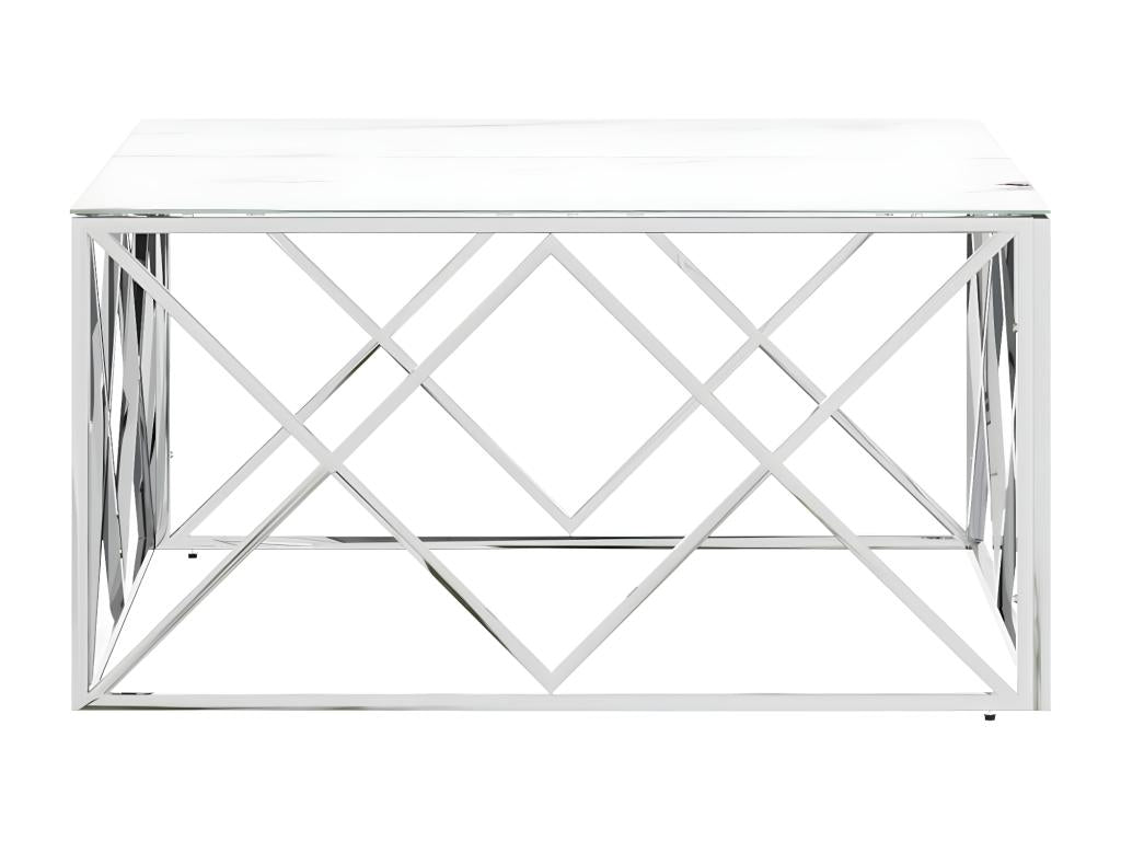 Silver coffee table 80x80x40 cm stainless steel and glass MXXZ39535