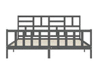 Grey bed frame without mattress, 200x200 cm, solid pine wood STOJ25620