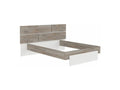 Dekonao white lacquered and grey wood bed with graphic effect headboard lighting, 180x200 cm, ZLCO52897