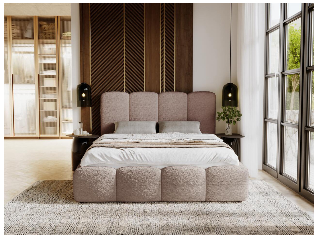 Upholstered bed with storage - 120x200 - double bed - looped - brown - Dekonao QWDU62963