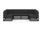 6-piece garden furniture set with cushions, black, solid pine wood, QLYA01152