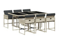 7-piece garden dining set and cushions, light grey rattan UVXW82815