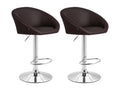 Set of 2 Bar Stools - Faux Leather / Chrome Metal - Brown - Ligniva V2 UTUW86894