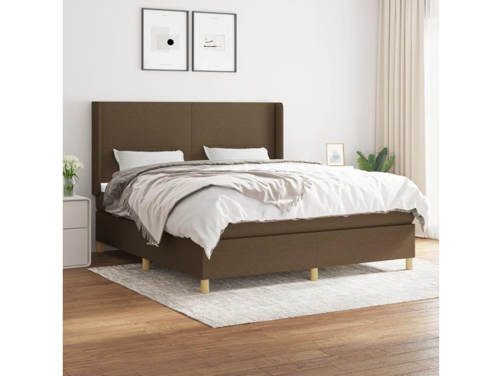 Upholstered bed base with mattress, dark brown, 160x200 cm, SVZW45110