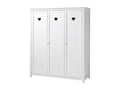Dekonao - White 3-Door Wardrobe with Openwork Heart Pattern AIBW11236