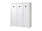 Dekonao - White 3-Door Wardrobe with Openwork Heart Pattern AIBW11236