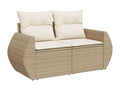 8-piece garden furniture set with cushions, beige woven resin MFRR22000
